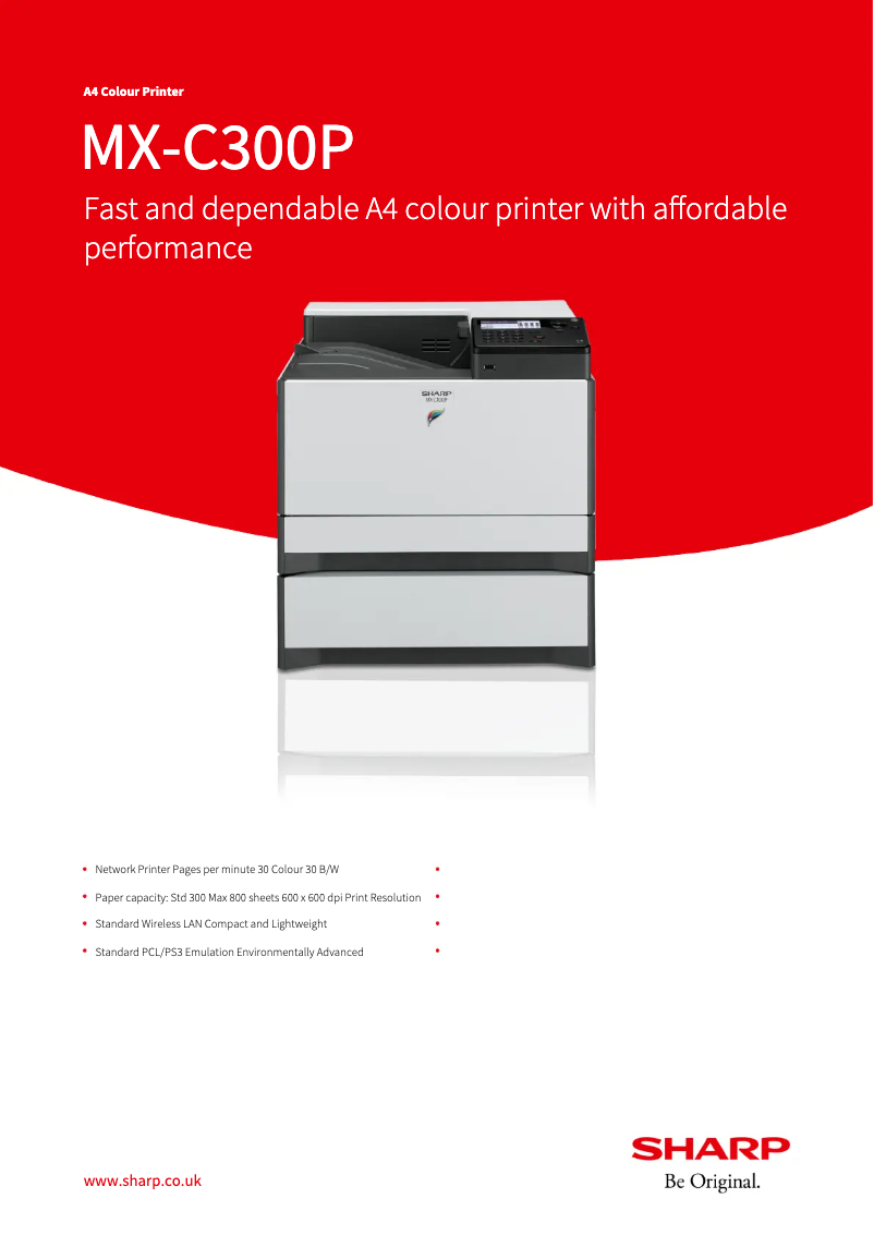 Page 1 de la notice Fiche technique Sharp MX-C300P