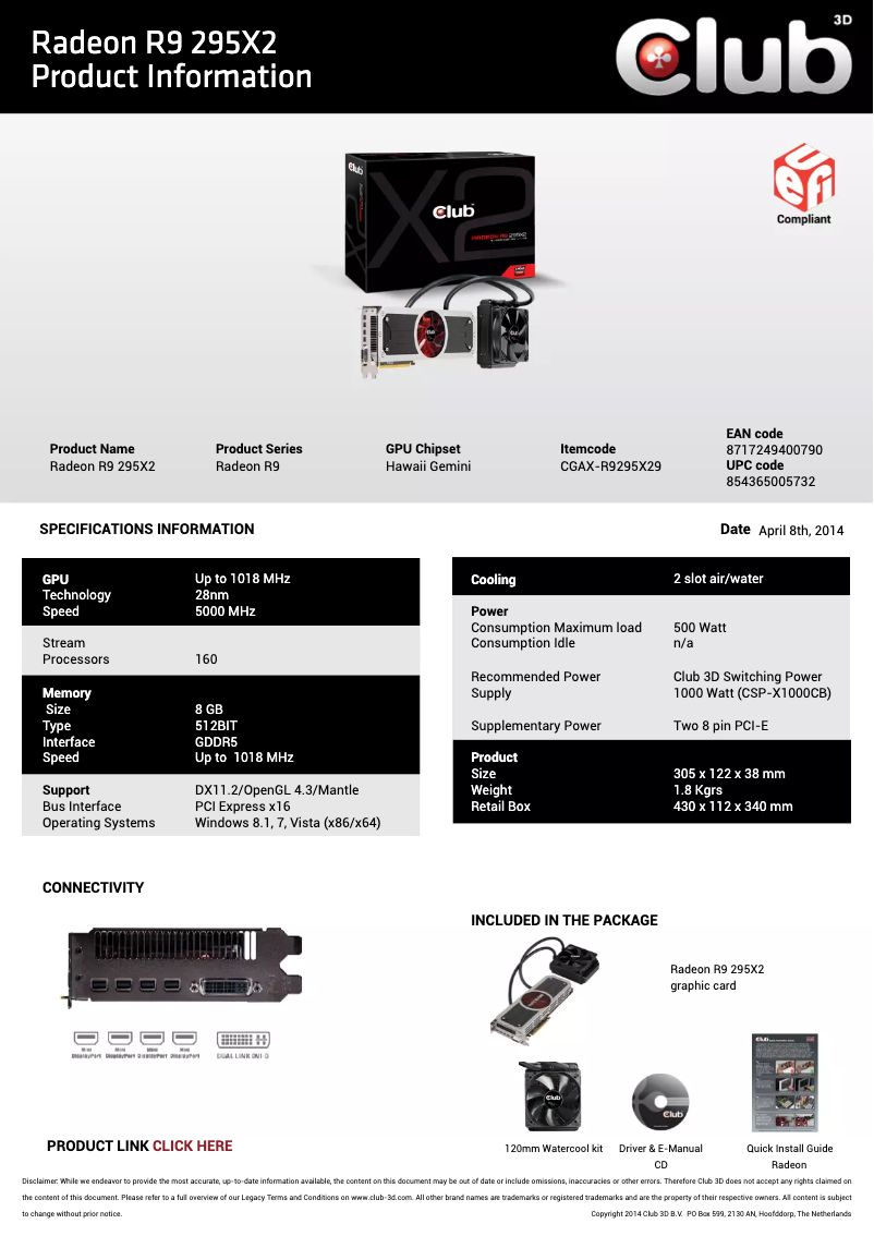 Image de la première page du manuel de l'appareil Radeon R9 295 X2
