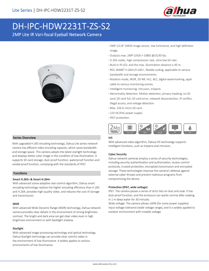 Image de la première page du manuel de l'appareil Lite IPC-HDW2231T-ZS-S2