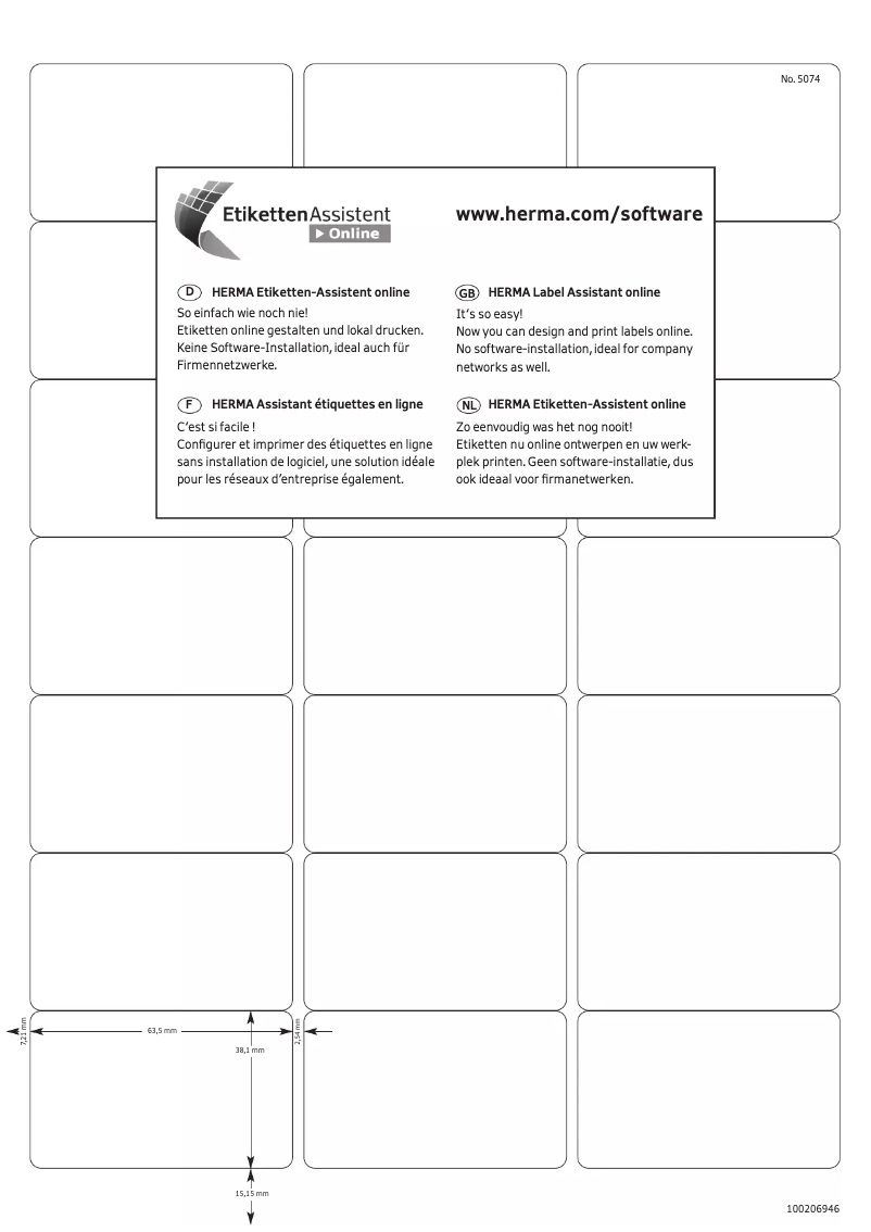 Page 1 de la notice Manuel utilisateur Herma 10301