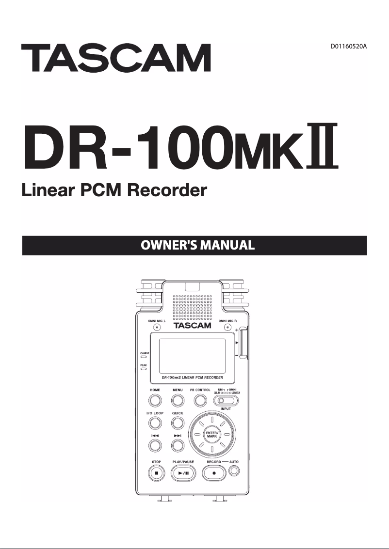 Page 1 de la notice Manuel utilisateur Tascam DR-100MKII