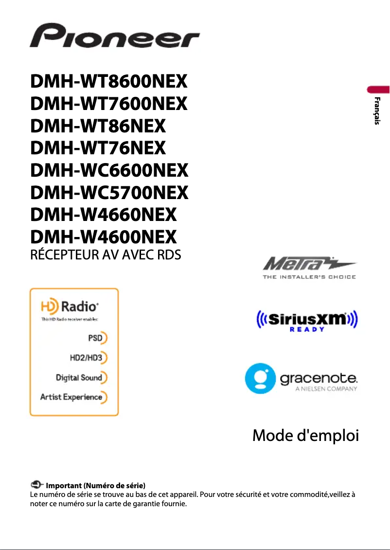 Page n°1 - Manuel utilisateur Pioneer DMH-WC5700NEX