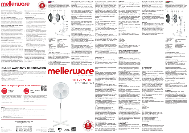 Page 1 de la notice Manuel utilisateur Mellerware Breeze 35830WH