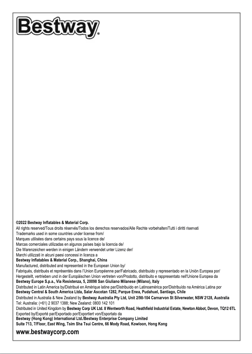 Page 1 de la notice Manuel utilisateur Bestway 22056