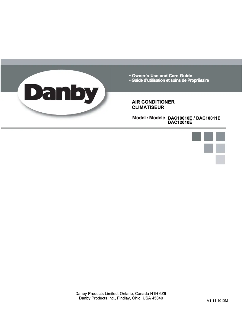 Page n°1 - Manuel utilisateur Danby DAC12010E