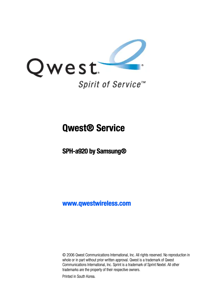 Page 1 de la notice Manuel utilisateur Samsung SPH-A920