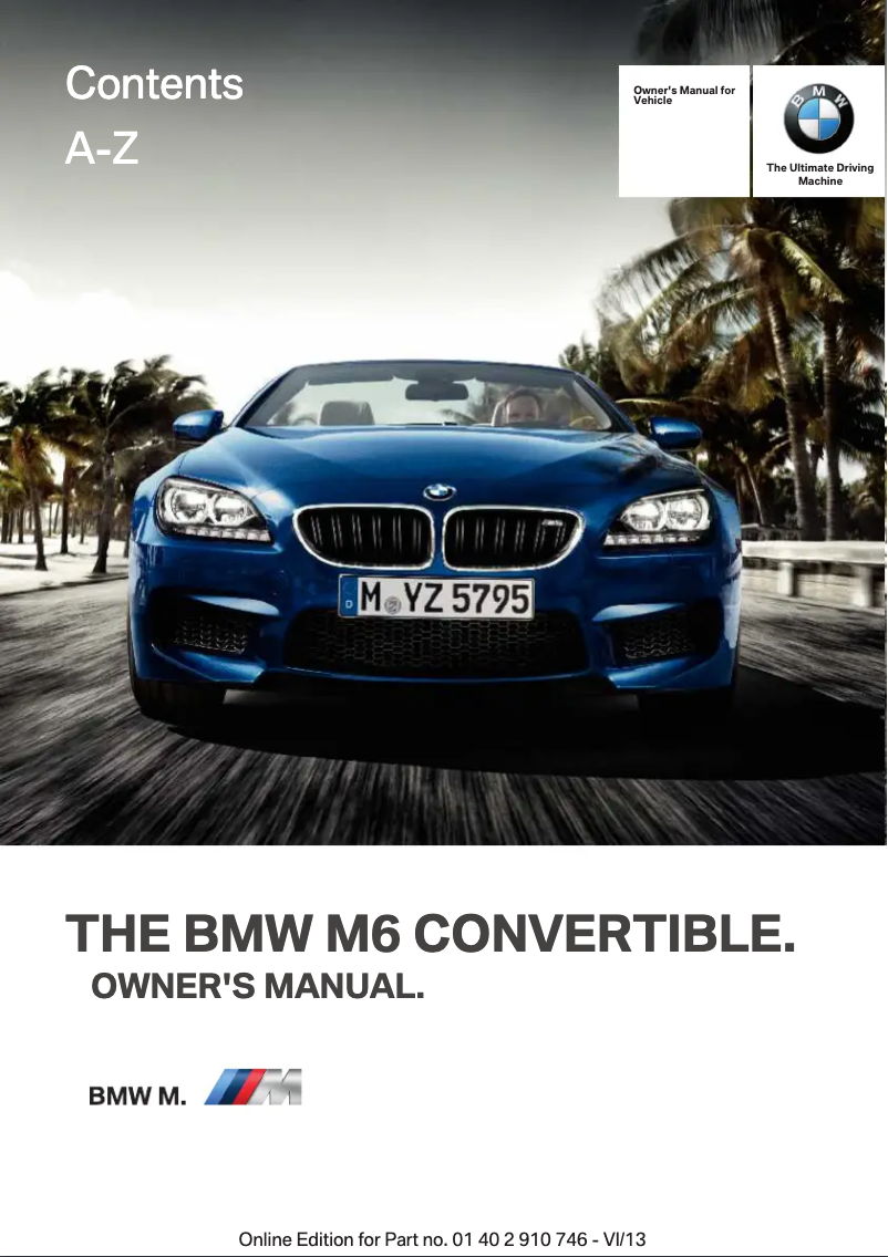 Page 1 de la notice Manuel utilisateur BMW M6 Convertible (2014)