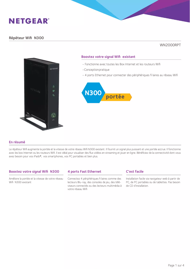 Image de la première page du manuel de l'appareil WN2000RPTv3
