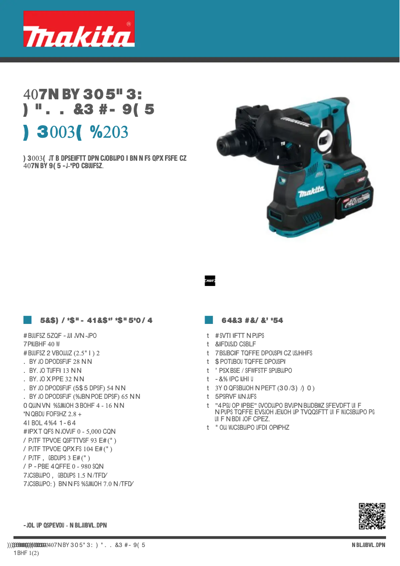Page n°1 - Fiche technique Makita HR003GD203