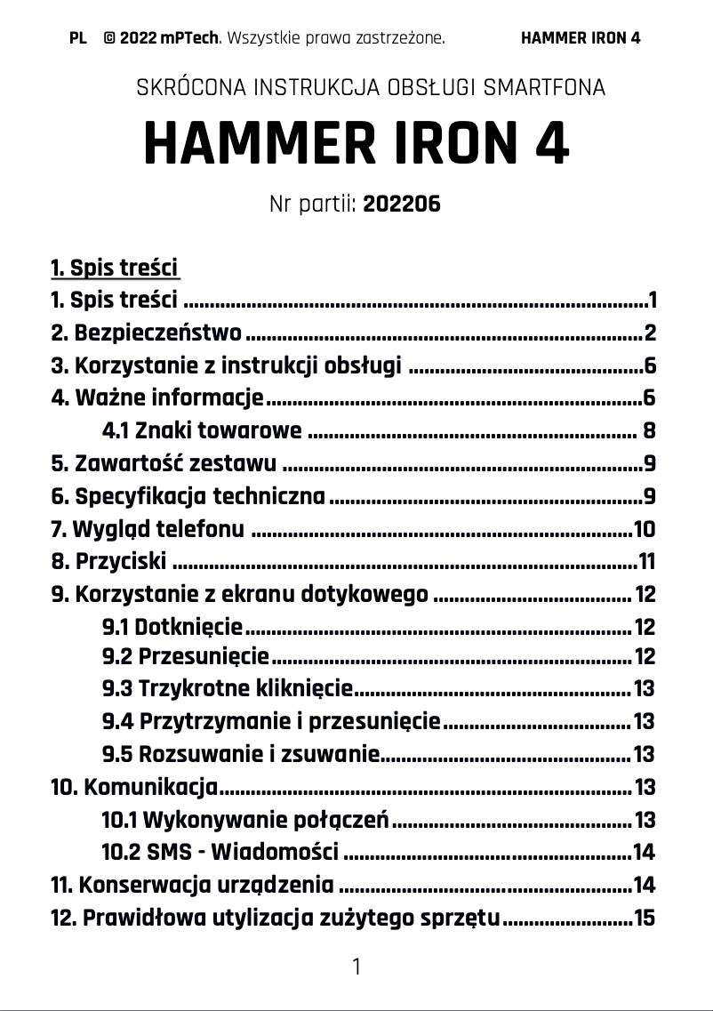 Page n°1 - Manuel utilisateur Hammer Iron 4