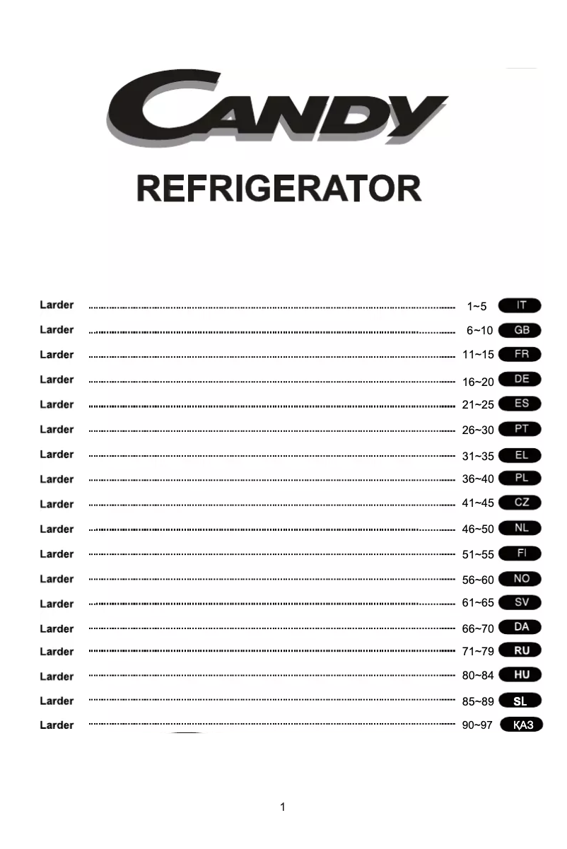 Page n°1 - Manuel utilisateur Candy CCTLS 542WH