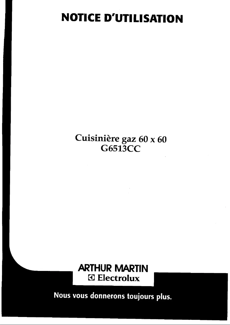 Page n°1 - Manuel utilisateur Arthur Martin-Electrolux G6513CC