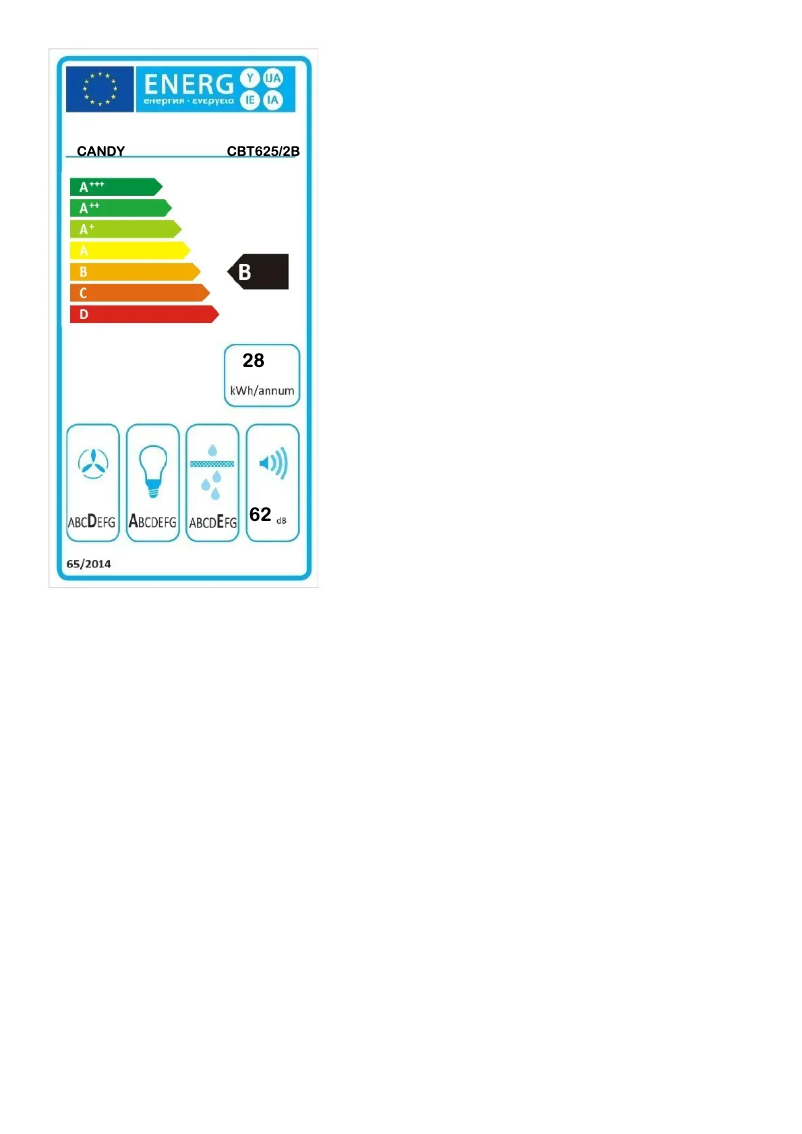Page n°1 - Label énergétique Candy CBT625/2B