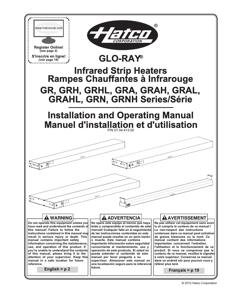 Page 1 de la notice Manuel utilisateur Hatco Glo-Ray GRBW-54