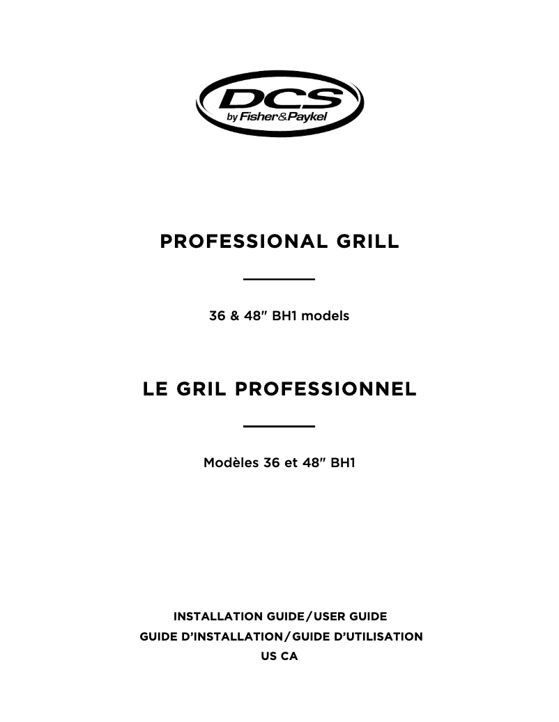 Page 1 de la notice Guide d'installation Fisher & Paykel BGB48-BQAR-L