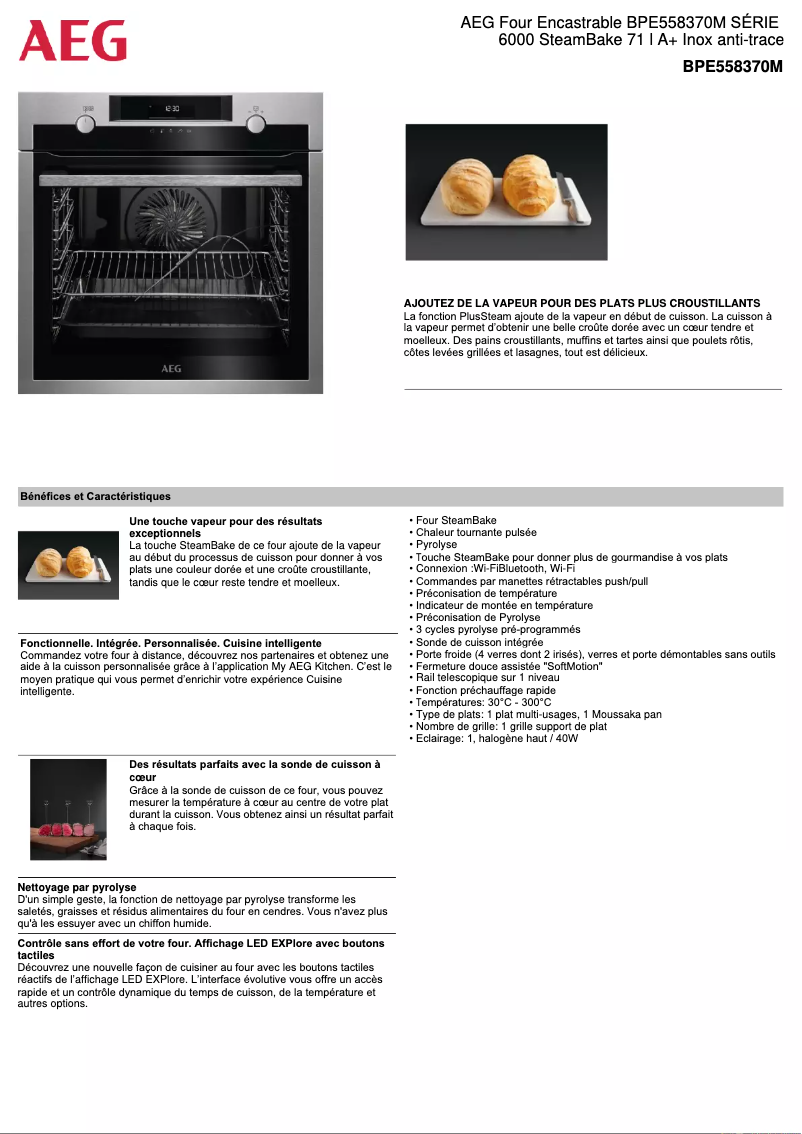 Page 1 de la notice Fiche technique AEG BPE558370M