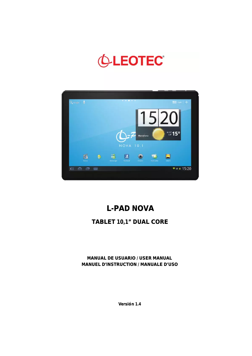 Image de la première page du manuel de l'appareil L-Pad Nova LETAB1006