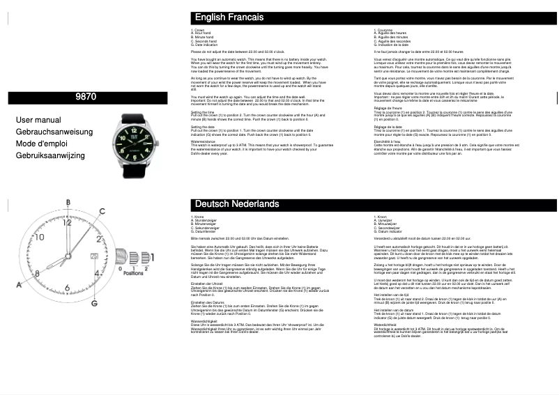 Page n°1 - Manuel utilisateur Davis 9870