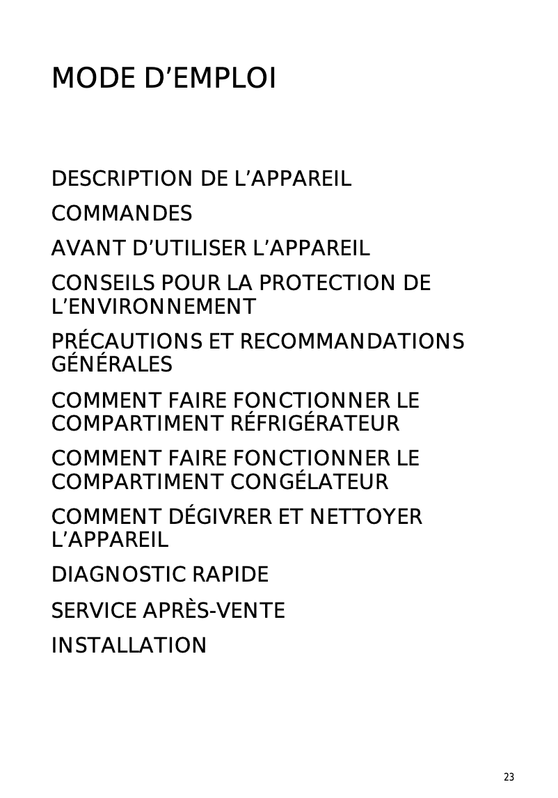 Page 1 de la notice Manuel utilisateur Atag KD61122B