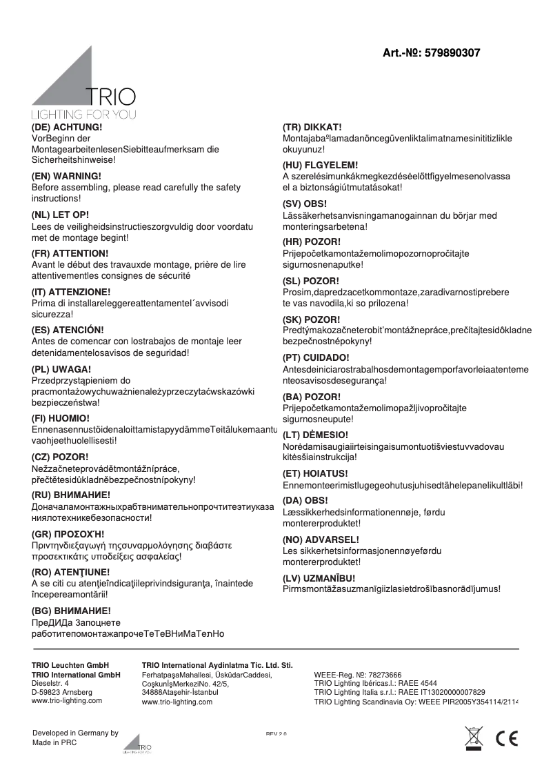 Page 1 de la notice Manuel utilisateur Trio Lighting Loop 579890307