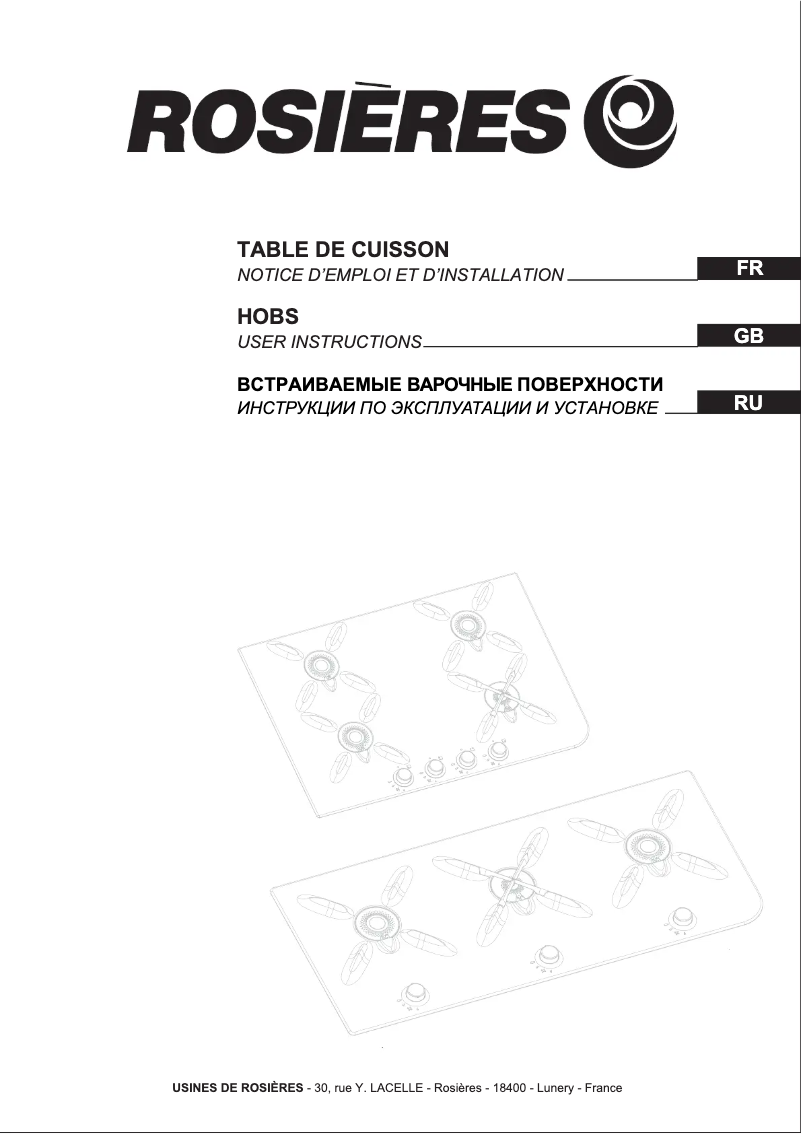 Page 1 de la notice Manuel utilisateur Rosieres RF 9
