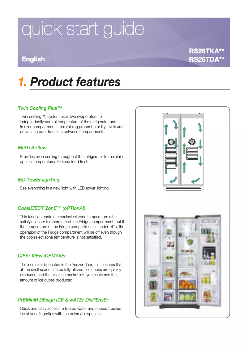 Page n°1 - Guide d'installation Samsung RS229TKAWP