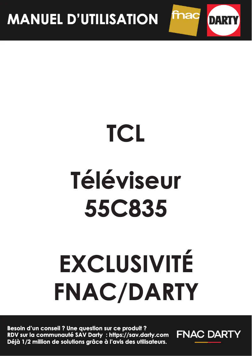 Page 1 de la notice Manuel utilisateur TCL 55C835