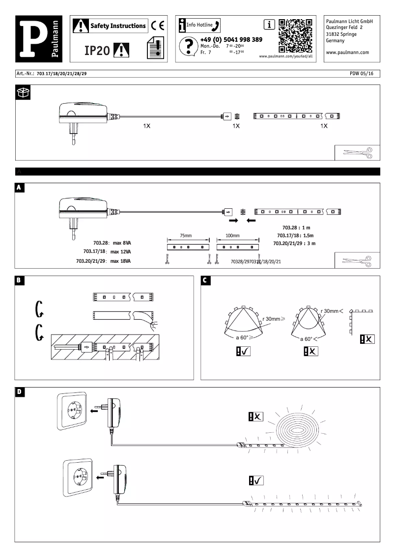 Page 1 de la notice Manuel utilisateur Paulmann 703.20