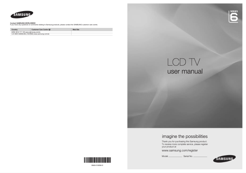 Page 1 de la notice Manuel utilisateur Samsung LE-55B650T2PXXN