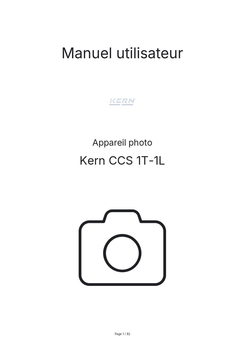 Page n°1 - Manuel utilisateur Kern CCS 1T-1L