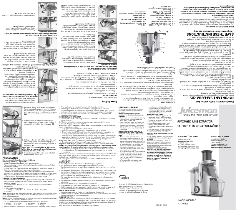Page n°1 - Mode d'emploi Juiceman JM400