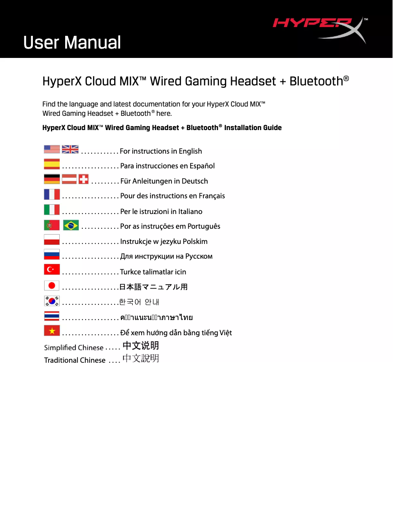 Page 1 de la notice Manuel utilisateur HyperX Cloud MIX