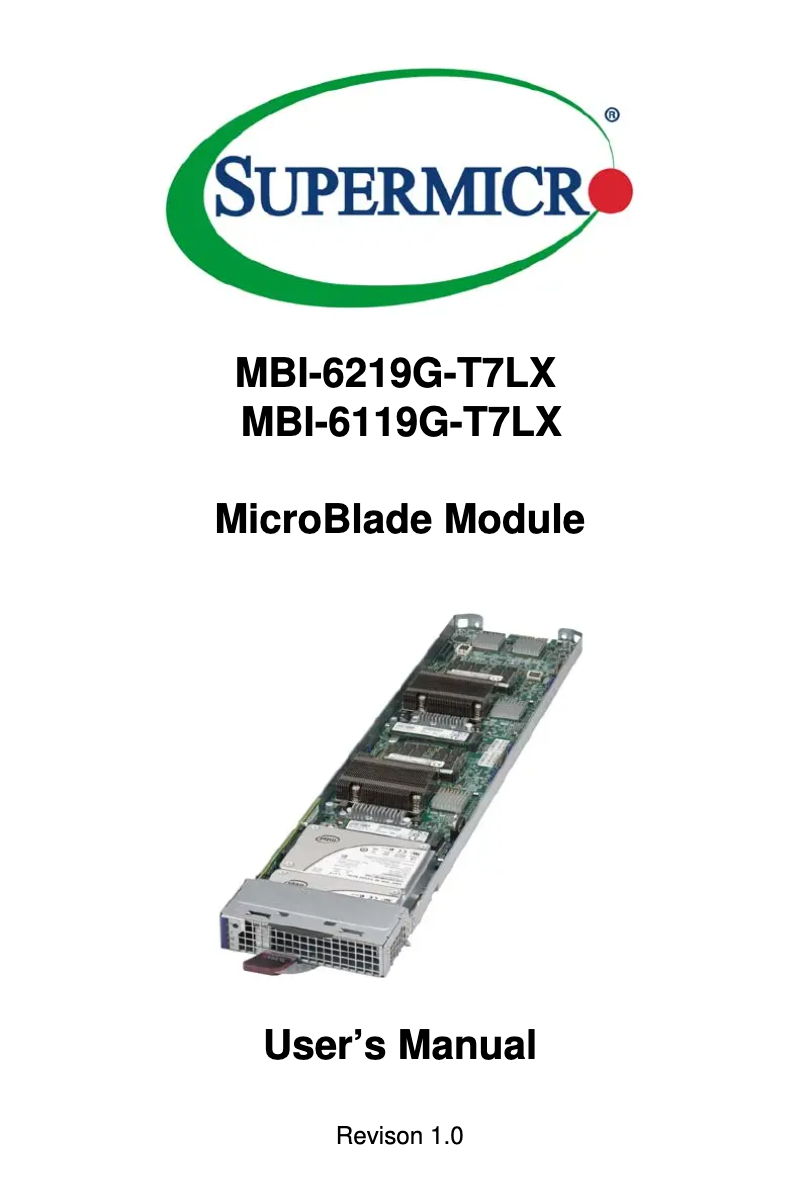 Page 1 de la notice Manuel utilisateur Supermicro MicroBlade MBI-6119G-T7LX