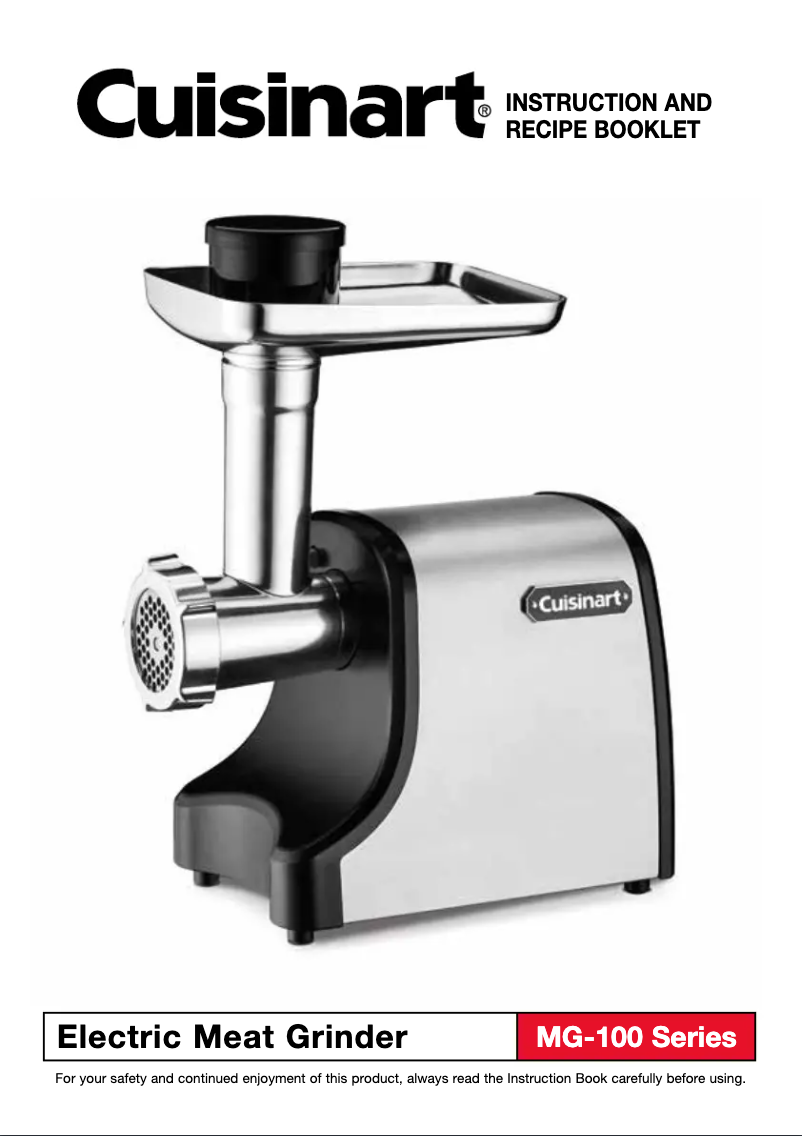 Page 1 de la notice Manuel utilisateur Cuisinart MG-100