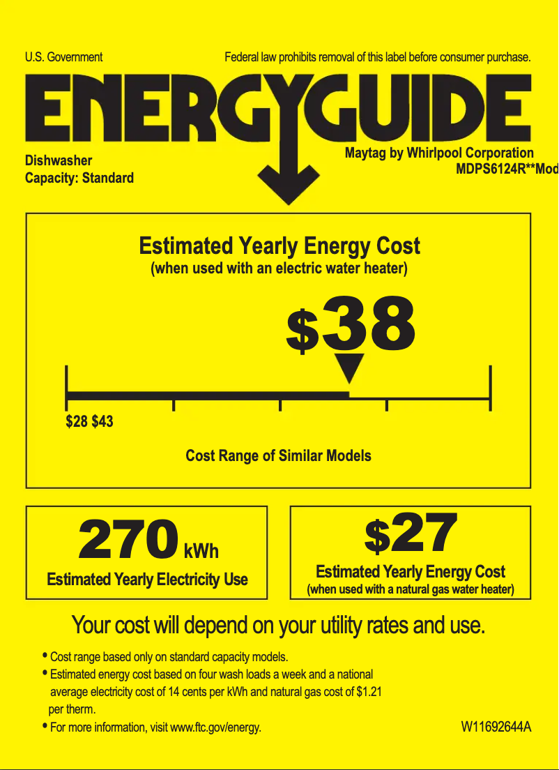 Page 1 de la notice Label énergétique Maytag MDPS6124RZ