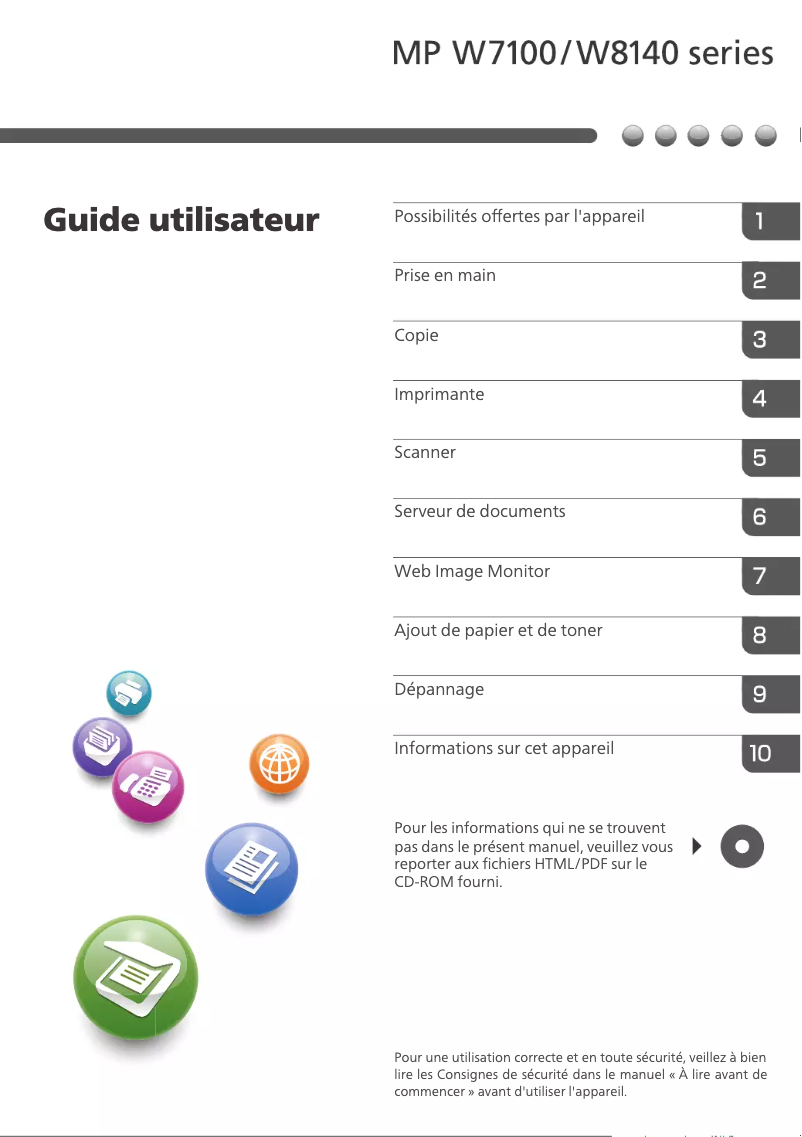 Page n°1 - Manuel utilisateur Ricoh MP W7100SP