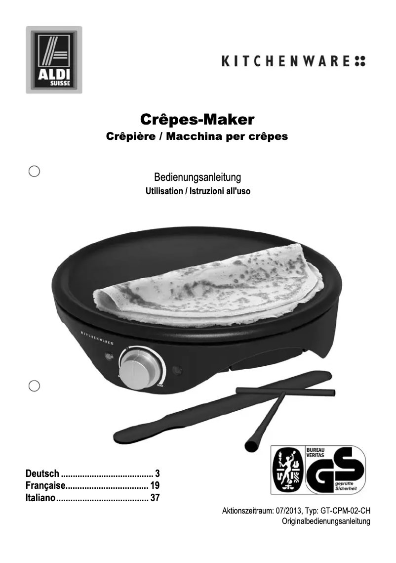 Page 1 de la notice Manuel utilisateur Kitchenware GT-CPM-02