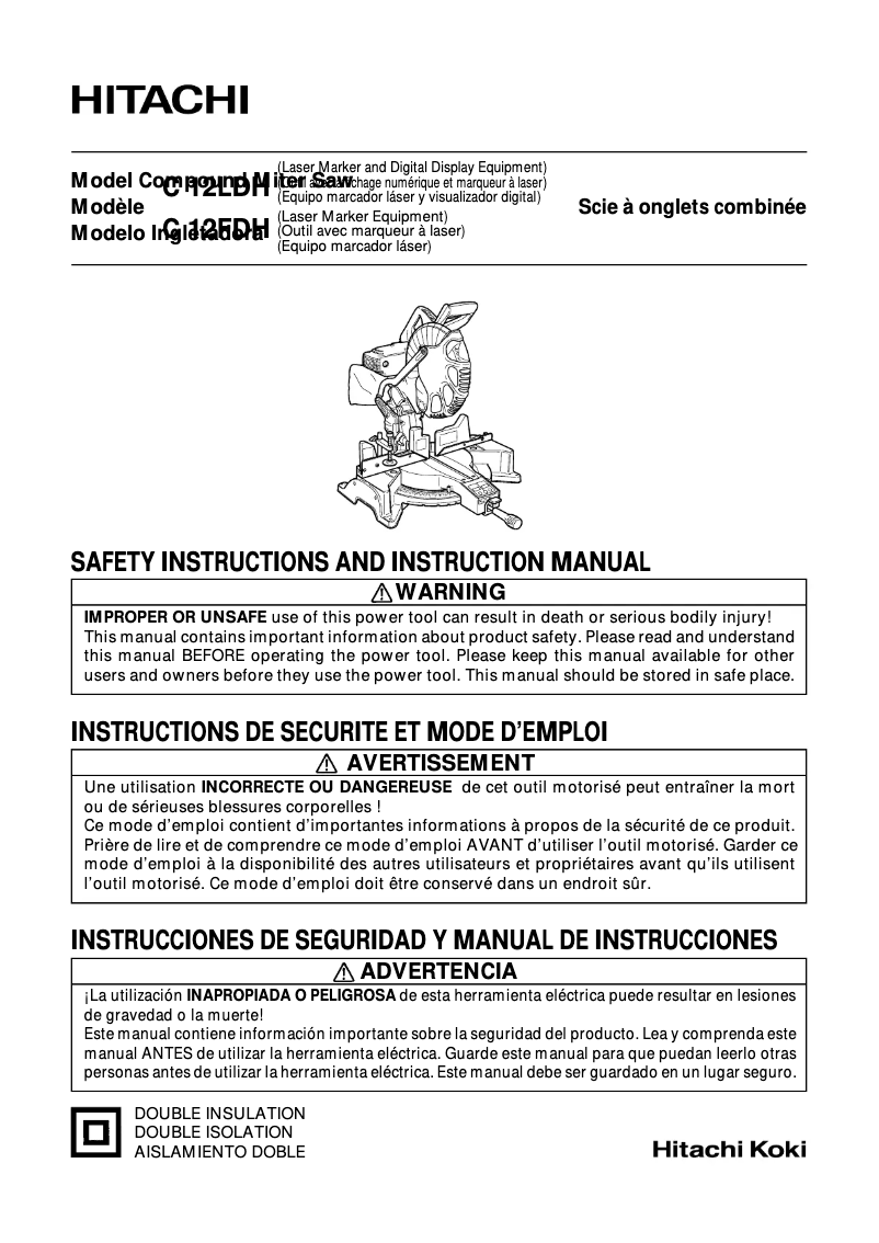 Page 1 de la notice Manuel utilisateur Metabo C12FDH