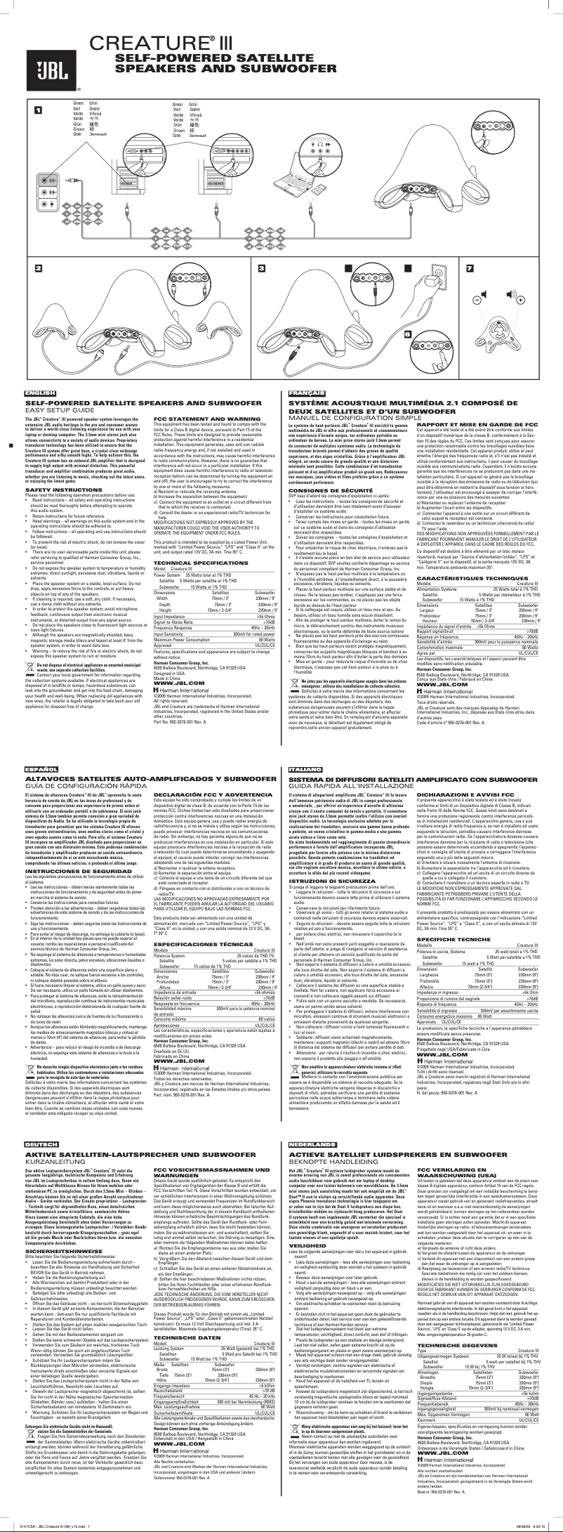 Page n°1 - Manuel utilisateur JBL Creature III