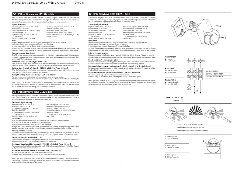 Page n°1 - Manuel utilisateur Emos G1120