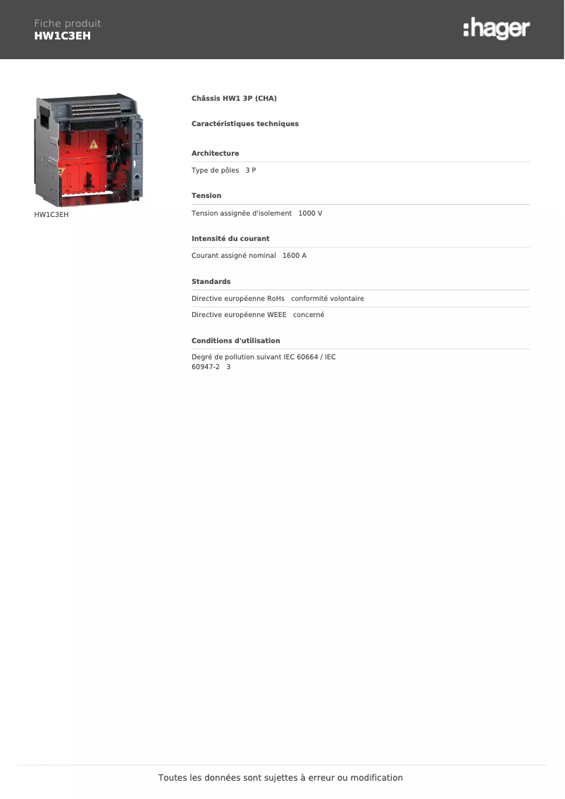 Image de la première page du manuel de l'appareil HW1C3EH