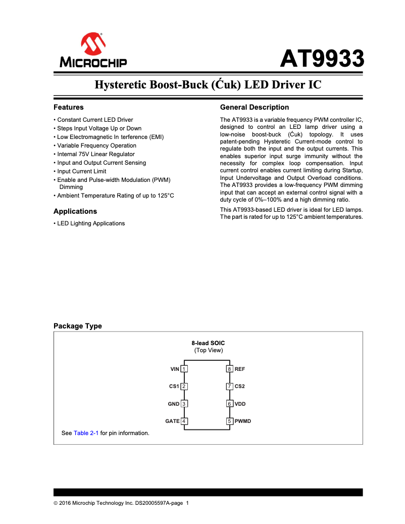 Página 1 del manual Manual de usuario Microchip AT9933