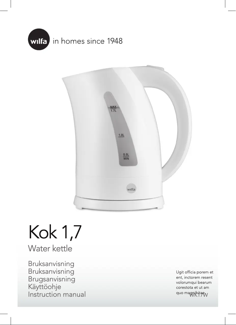 Page 1 de la notice Manuel utilisateur Wilfa = WK-17W