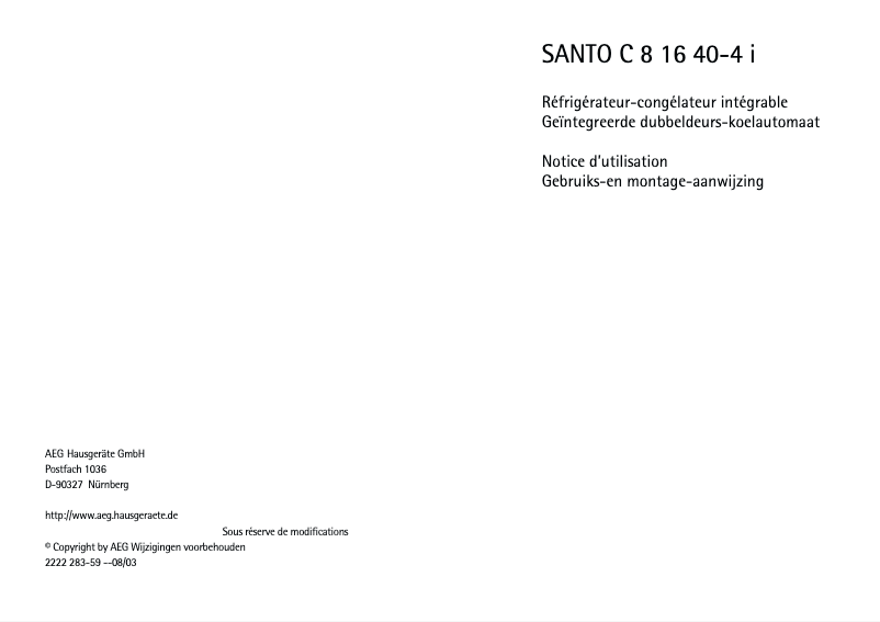 Página 1 del manual Manual de usuario AEG SANTO C 8 16 40-4 I