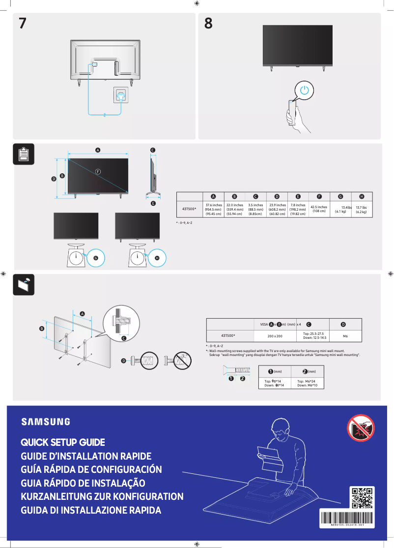 Page 1 de la notice Manuel utilisateur Samsung UA43T5003AK