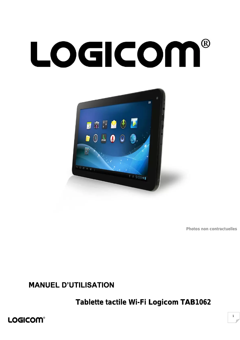Page n°1 - Manuel utilisateur Logicom TAB1062