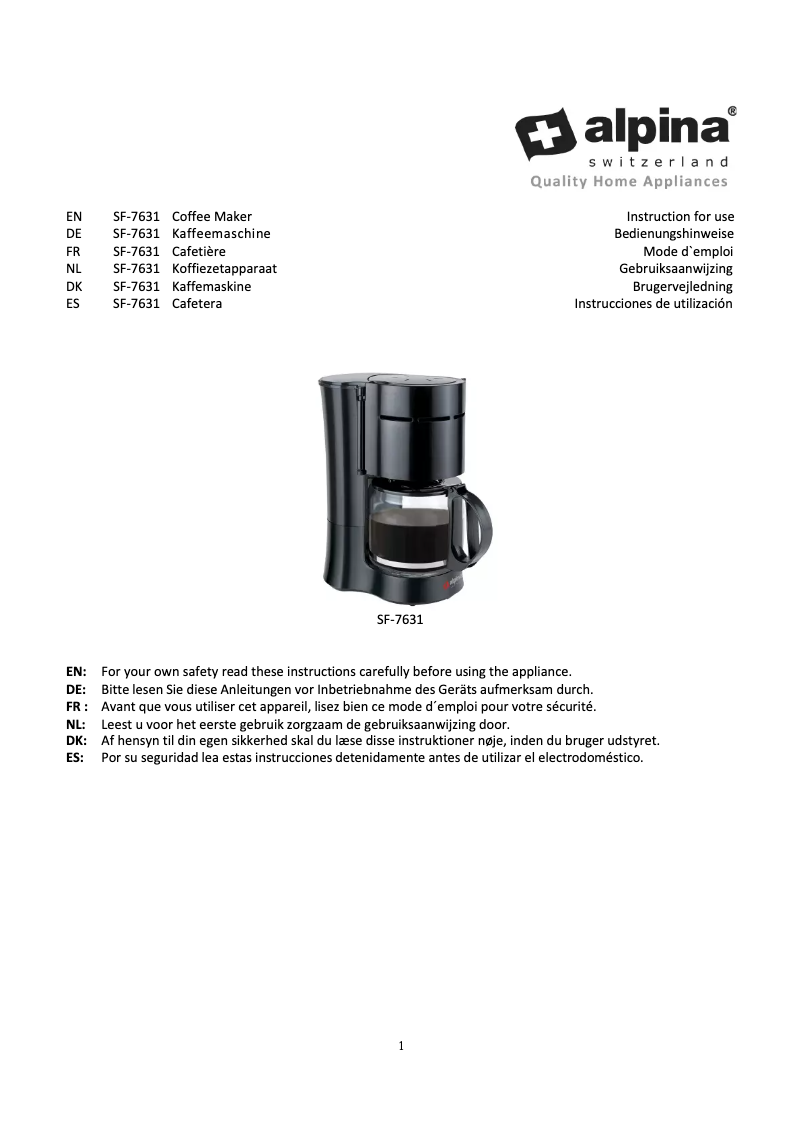 Image de la première page du manuel de l'appareil SF-7631