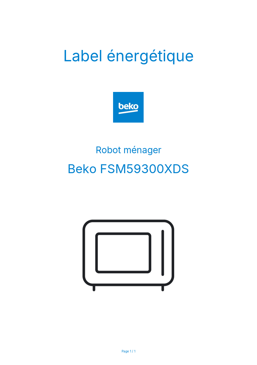 Image de la première page du manuel de l'appareil FSM59300XDS