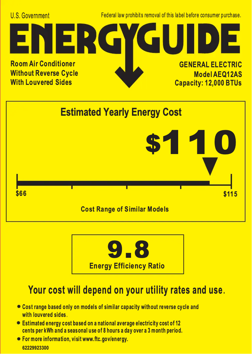 Page n°1 - Label énergétique GE AEQ12AS