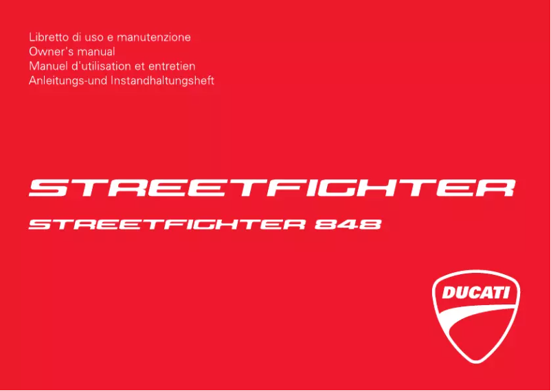 Page 1 de la notice Manuel utilisateur Ducati Streetfighter S (2012)